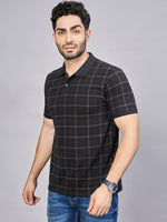 Black All Over Printed Polo Neck T-Shirt