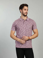 Lavender Printed Polo Neck T-Shirt