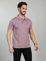 Lavender Printed Polo Neck T-Shirt