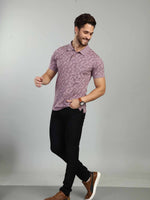 Lavender Printed Polo Neck T-Shirt