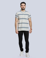 OffWhite Striped Polo Neck T-Shirt