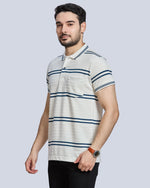 OffWhite Striped Polo Neck T-Shirt