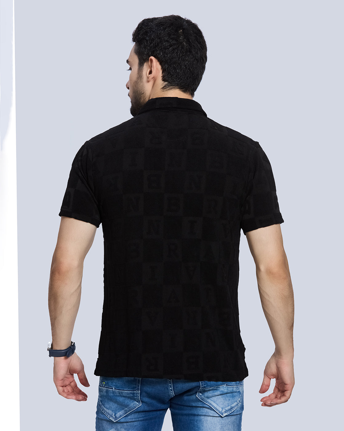 Checked Polo Neck T-Shirt