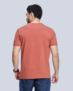 Rust Graphic Print Round Neck Cotton T-Shirt