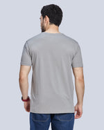 Steel Grey Graphic Print Round Neck Cotton T-Shirt