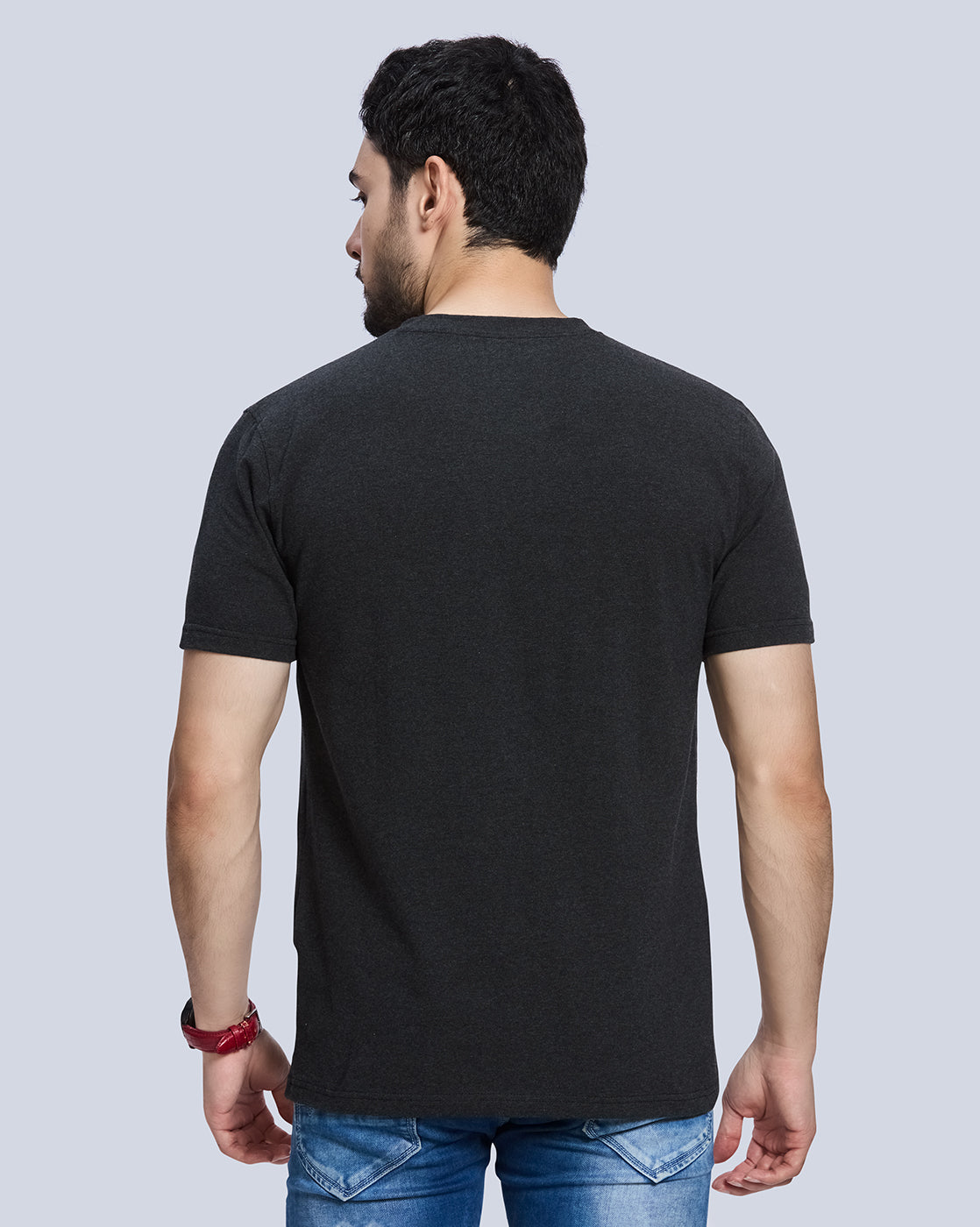 Charcoal Milg Graphic Print Round Neck Cotton T-Shirt