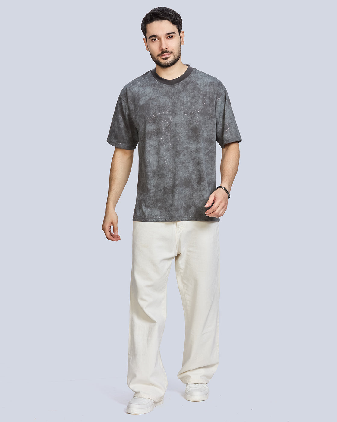 Round Neck Drop Shoulder Polyester T-Shirt