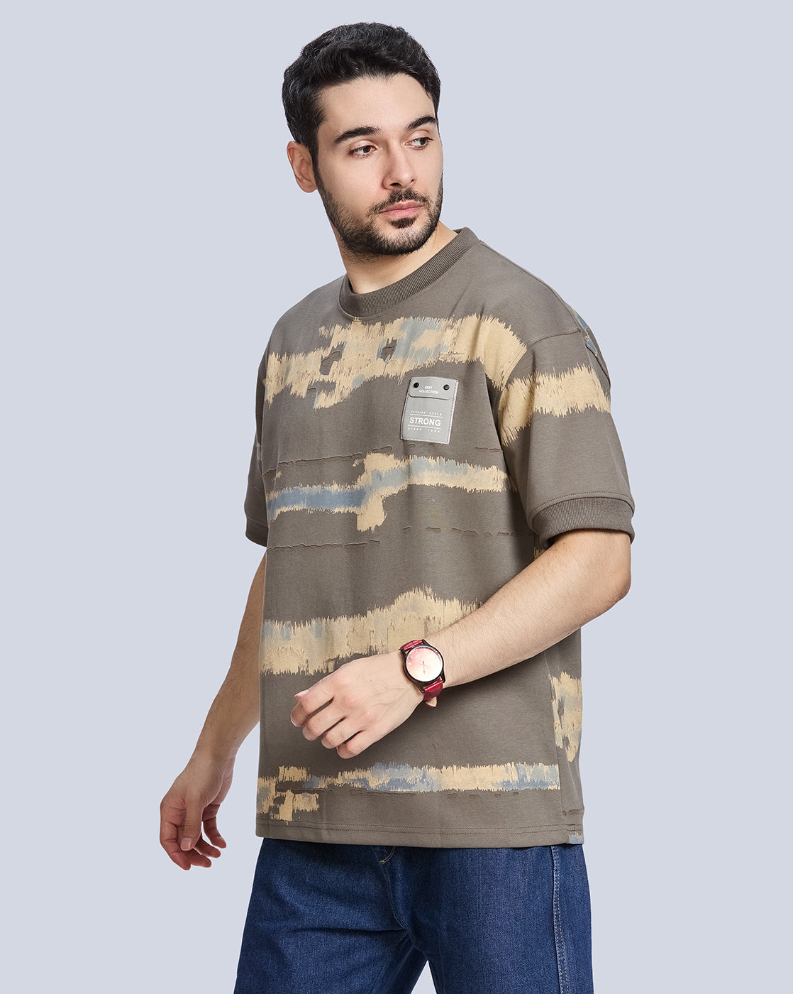 Round Neck Drop Shoulder Cotton T-Shirt