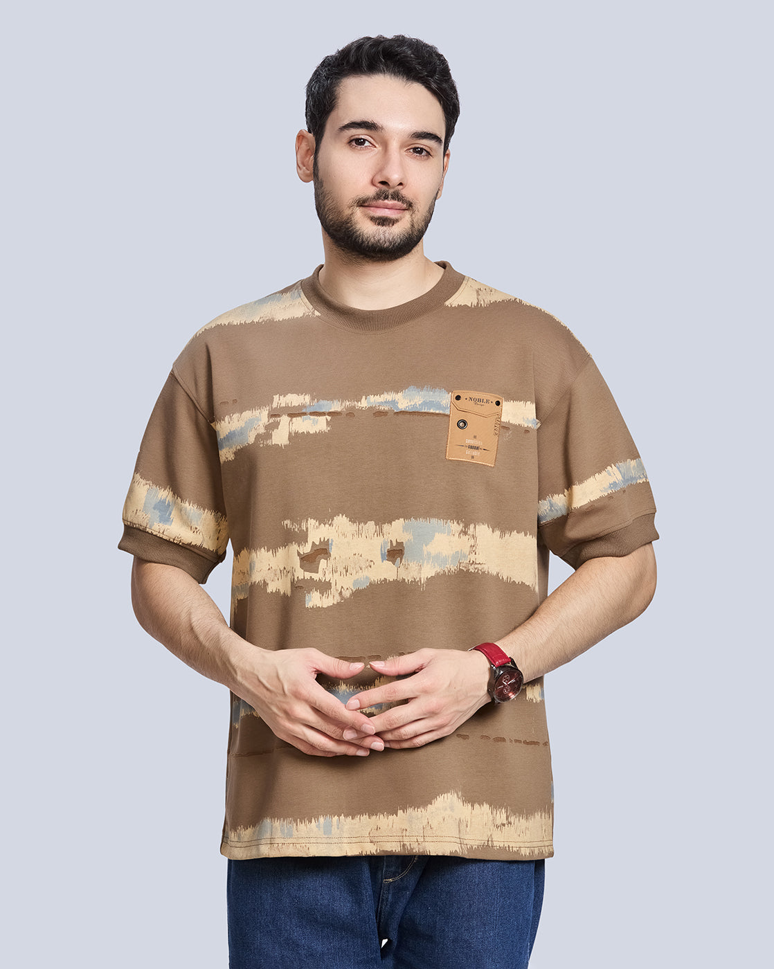 Round Neck Drop Shoulder Cotton T-Shirt