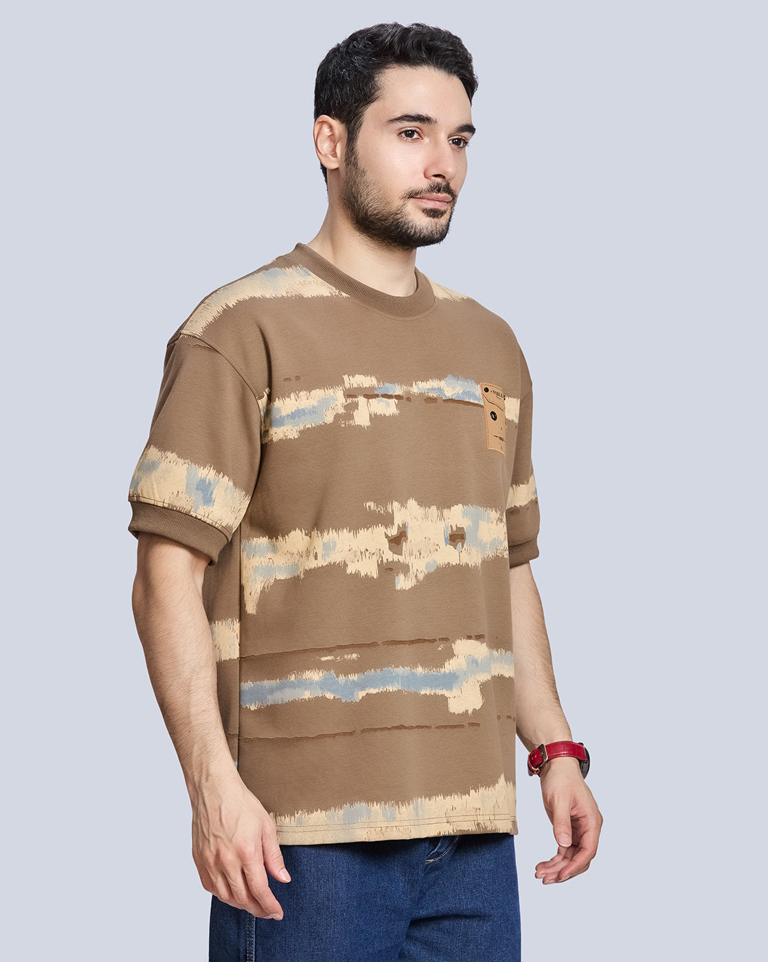 Round Neck Drop Shoulder Cotton T-Shirt