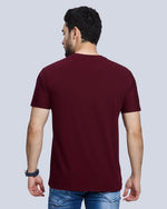 Marron Printed Round Neck Cotton T-Shirt