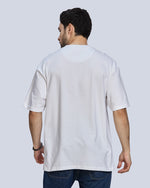 White Round Neck Drop Shoulder Cotton T-Shirt