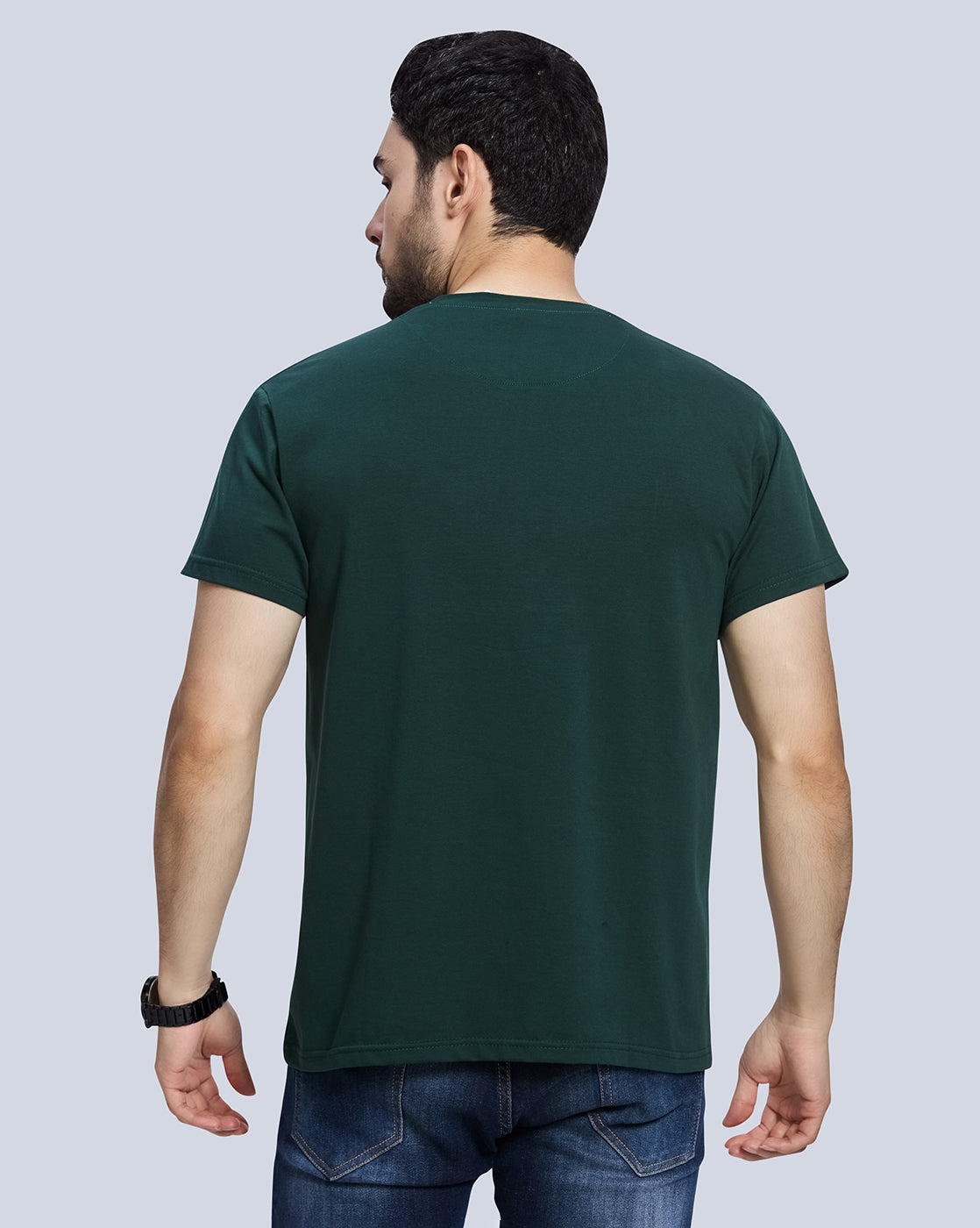 Olive Round Neck Cotton T-Shirt