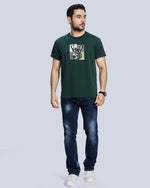 Olive Round Neck Cotton T-Shirt