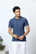 Blue Striped Polo T-Shirt with Pocket