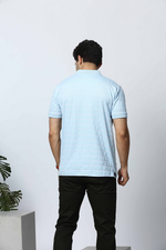 Light Blue Polo Neck T-Shirt With Pocket