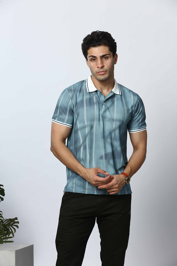 Printed Polo Neck T-Shirt