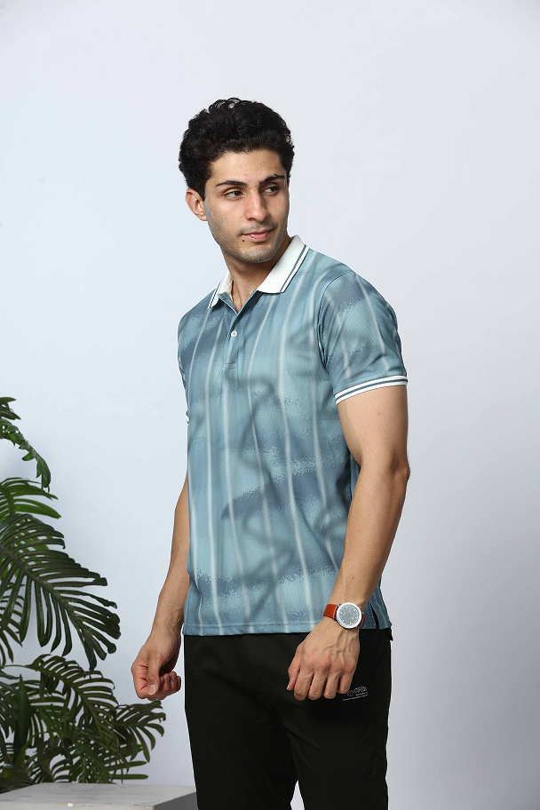 Printed Polo Neck T-Shirt