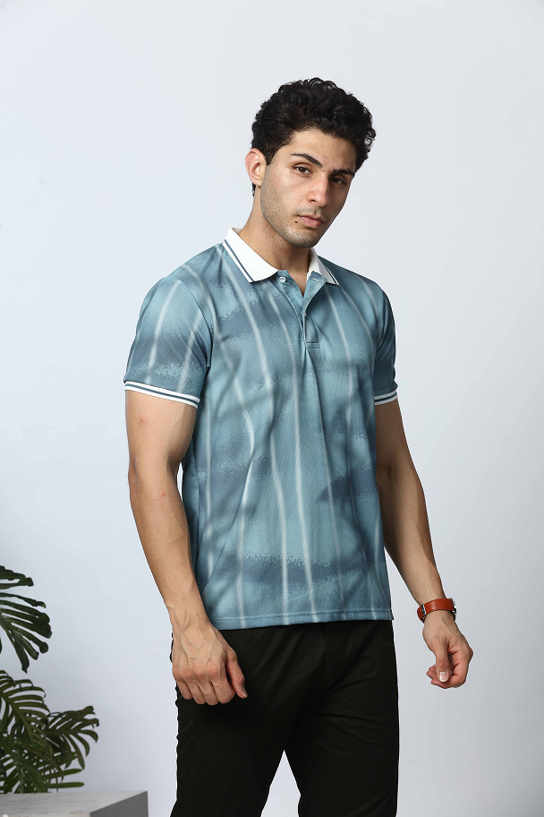 Printed Polo Neck T-Shirt