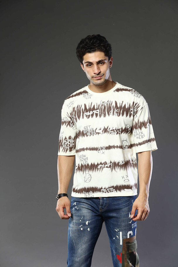 Graphic Print RoundNeck Oversized Drop Shoulder T-Shirt