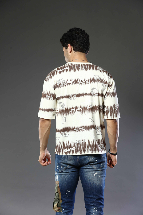 Graphic Print RoundNeck Oversized Drop Shoulder T-Shirt