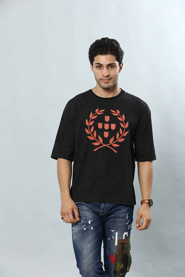 Graphic Print RoundNeck Oversized Drop Shoulder T-Shirt