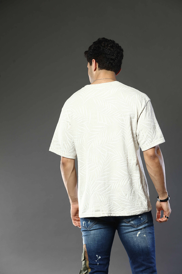 Printed Round Neck Oversized Drop Shoulder T-Shirt