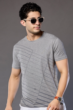 Light Grey Graphic Print Round Neck Stretchable T-Shirt