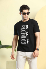 Black Graphic Print Round Neck Stretchable T-Shirt