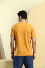 Mustard Yellow Graphic Print Round Neck Printed Stretchable T-Shirt