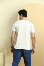 Light Beige Graphic Print Round Neck Stretchable T-Shirt