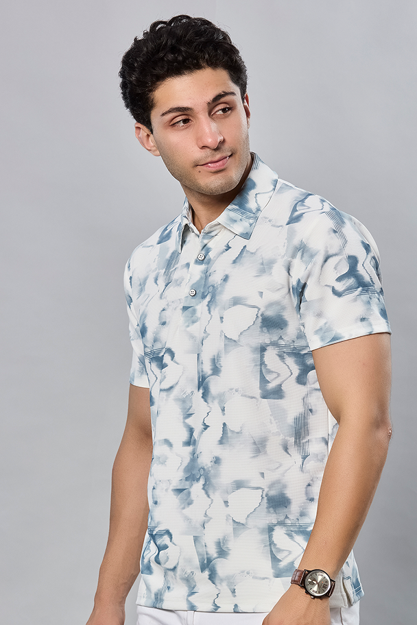 Printed Polo Neck T-Shirt
