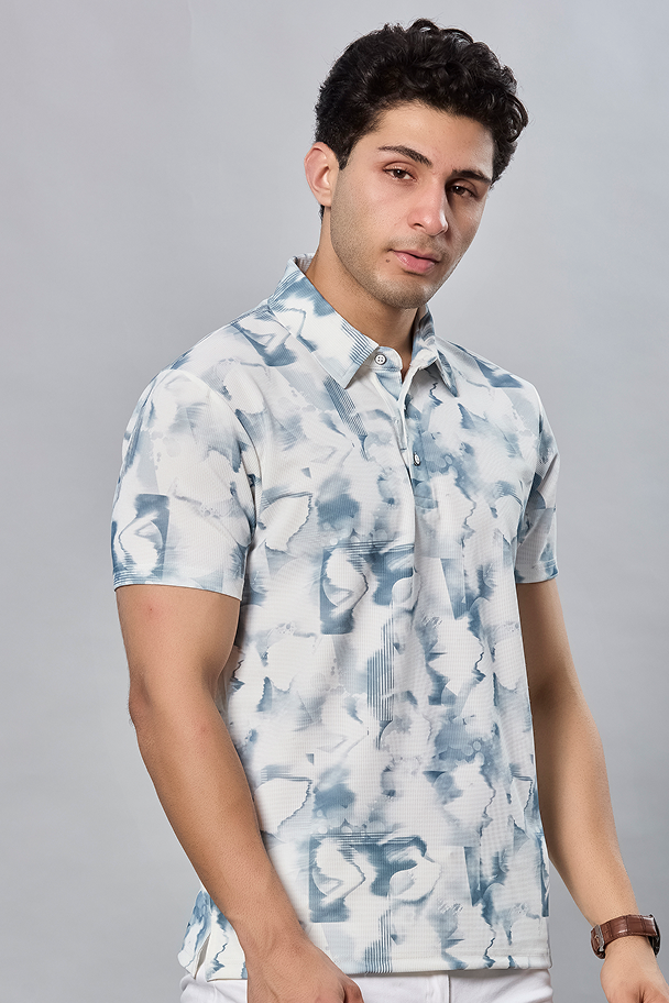 Printed Polo Neck T-Shirt