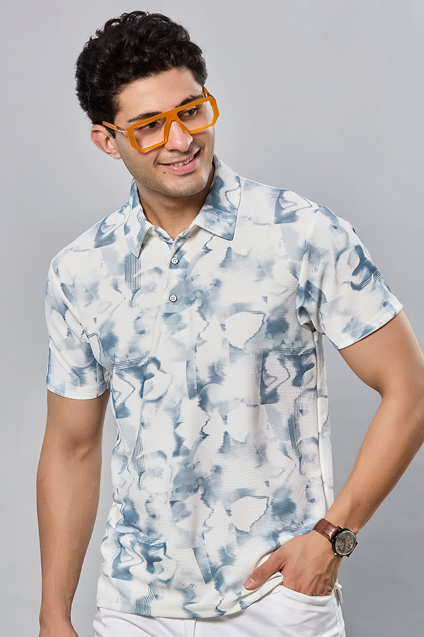 Printed Polo Neck T-Shirt