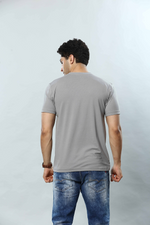 Light Grey Graphic Print Round Neck Stretchable T-Shirt
