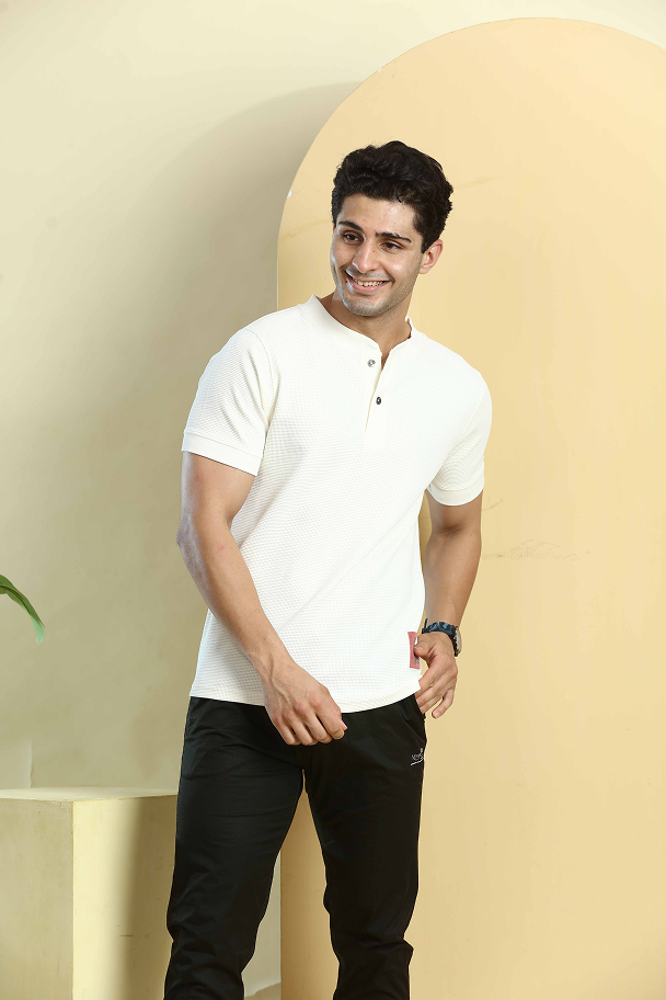 Cream Henly Neck T-Shirt