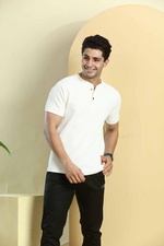 Cream Henly Neck T-Shirt