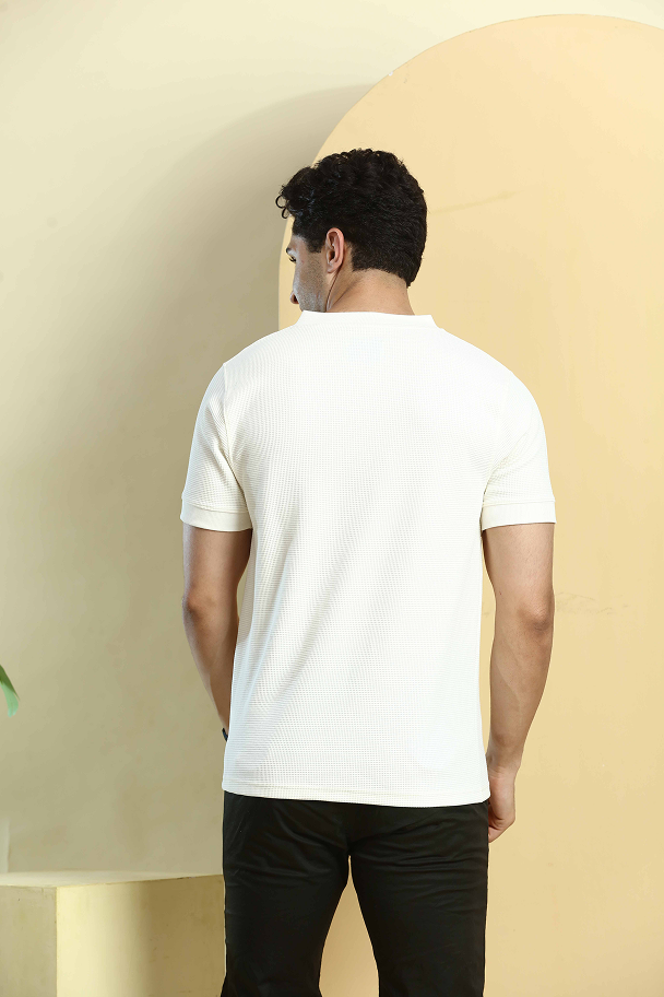 Cream Henly Neck T-Shirt