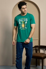 Green Graphic Print Round Neck Stretchable T-Shirt