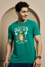Green Graphic Print Round Neck Stretchable T-Shirt