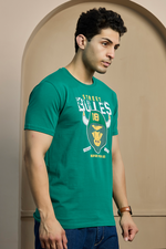 Green Graphic Print Round Neck Stretchable T-Shirt