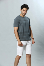 Dark Grey Graphic Print Round Neck Stretchable T-Shirt