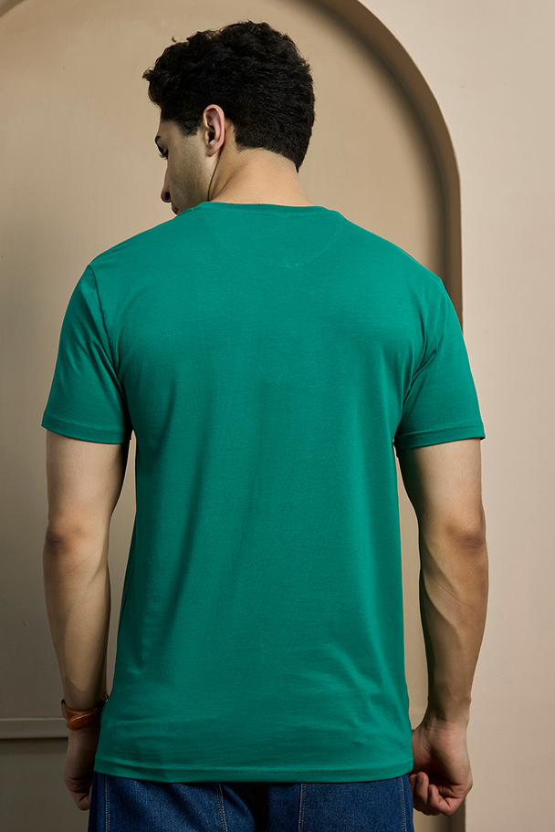 Green Graphic Print Round Neck Stretchable T-Shirt