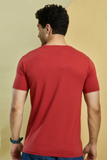 Red Graphic Print Round Neck Stretchable T-Shirt