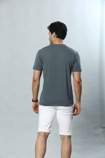 Dark Grey Graphic Print Round Neck Stretchable T-Shirt