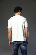 Light Cream Graphic Print Round Neck Stretchable T-Shirt