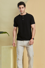 Black Henley Neck T-Shirt