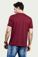 Maroon Graphic Print Round Neck Stretchable T-Shirt