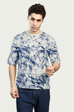 Blue Print Round Neck T-Shirt