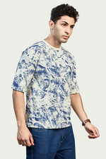 Blue Print Round Neck T-Shirt